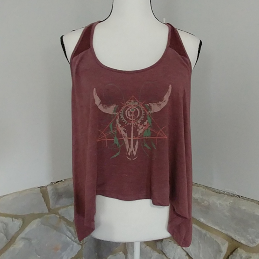 C&S Geometric Skull Crop Tank L